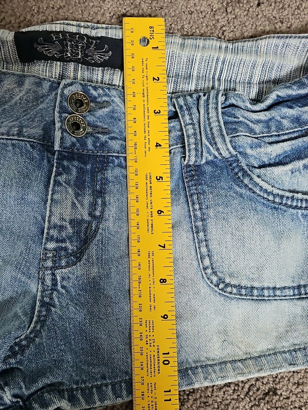 Y2K Hint Jeans Low Rise Denim Shorts Sz 13 - Picture 15 of 15